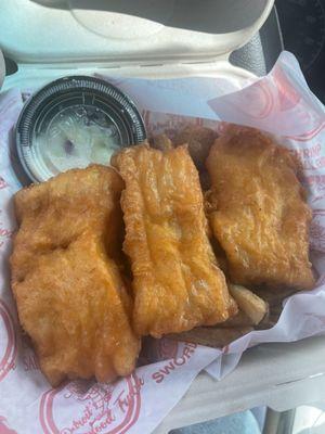 Cod platter, fries, hush puppies