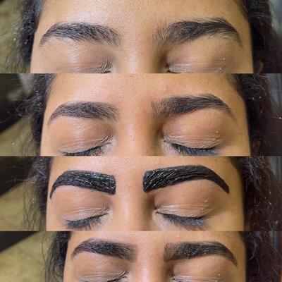 Waxing and threading plus tinting eyebrows before and after