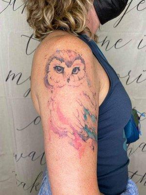 Eva did this custom watercolor owl.