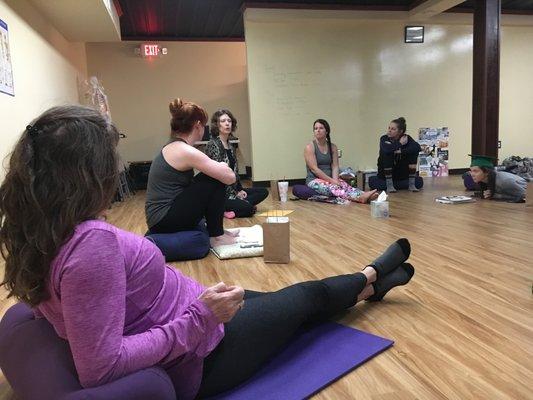 Mary with some of her yogis.