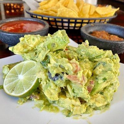 Chunky Guacamole ($9.99) with large pieces of Avocado plus Pico de Gallo - Margarita Factory in Hazel Dell