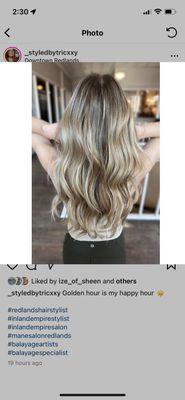 Golden balayage done by Tricxy