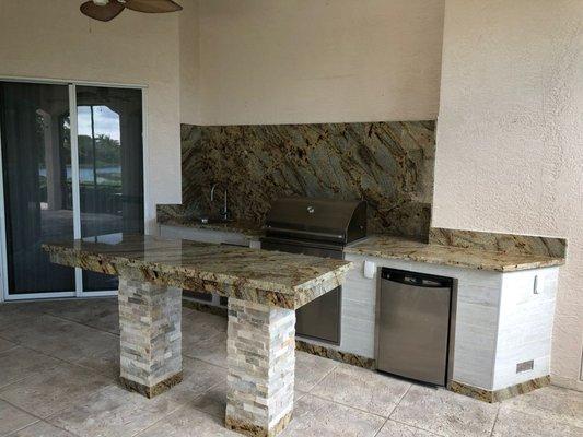 Outdoor kitchen with island