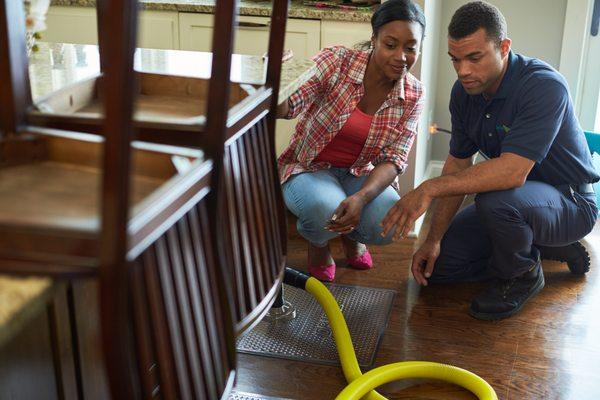 Wood floor drying by ServiceMaster Disaster Cleanup Services