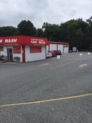 Full service car wash entrance at rear.