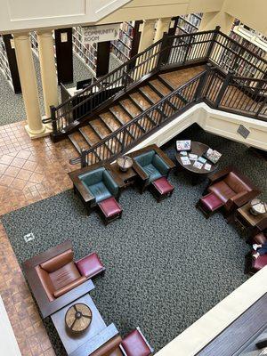 Atrium lounge chairs in the lower level