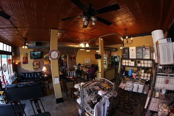 Grains & Taps interior. Homebrew merch, six beers on tap, and over 65 different beers in the cooler.