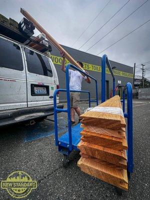 Our client picks up his building materials