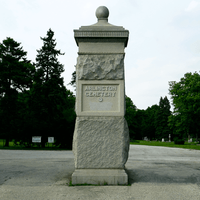 The entrance gate to  Arlington Cemetery.