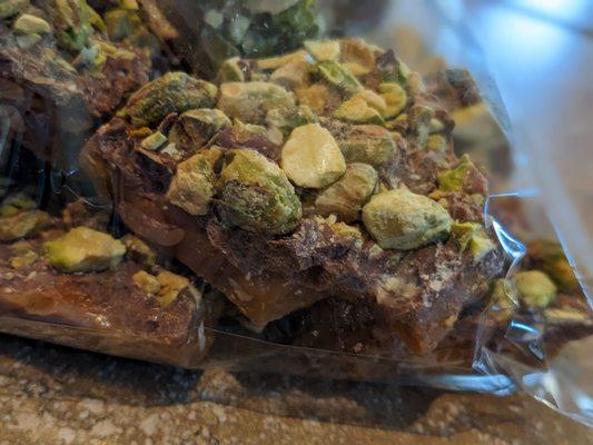 Close up of the pistachio toffee! They do not skimp on the nuts