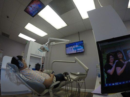 Never miss any sports events on TV while getting your dental procedures. We have NBA League Pass, ESPN, TNT, TBS, Netflix, Amazon, etc.