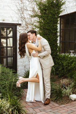 Bride and groom at their wedding ceremony in Houston Texas