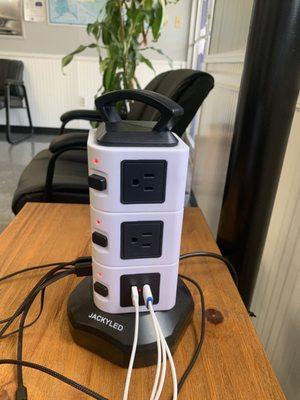 Nice little charging station for when you are waiting!