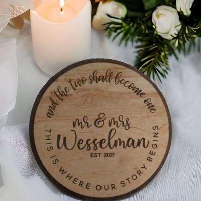 Mr & Mrs Est YEAR Wedding Guest Book Round