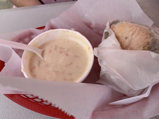 Wrapped maid rite, potato soup