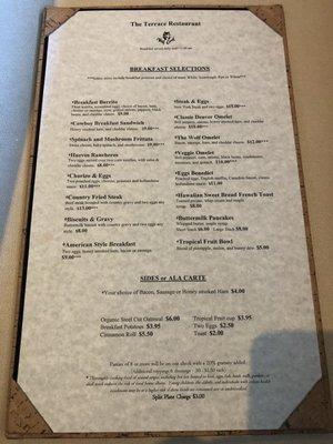 Breakfast menu 10/28/21