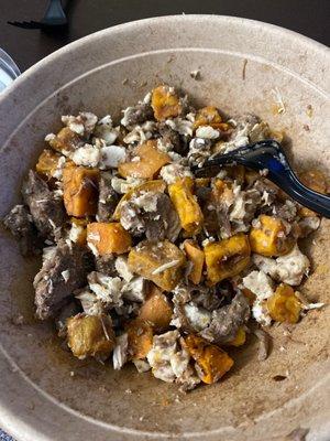 Beef and chicken bowl with sweet potato