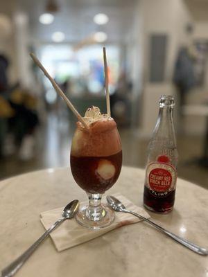 Red Cow Float!  Creamy red birch beer soda from Boylan with whipped cream and sprinkles = drink perfection!