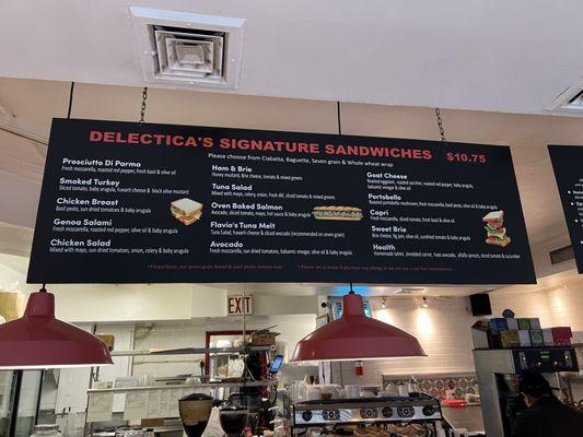 Sandwich menu