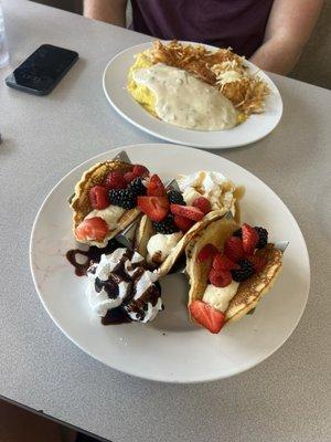 Pancake tacos & Country omelet