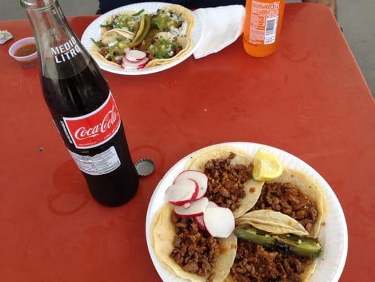 Asada tacos + mexican coke = Heaven