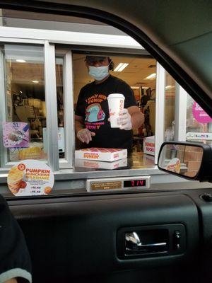 Drive thru window at DD on S. Eola Rd, Aurora, IL. This is not the manager and was not involved in the conversation.