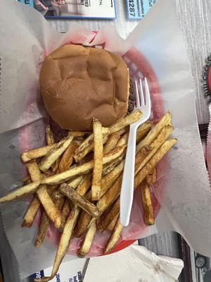 Burger basket with fresh cut fries. Sooo delicious.