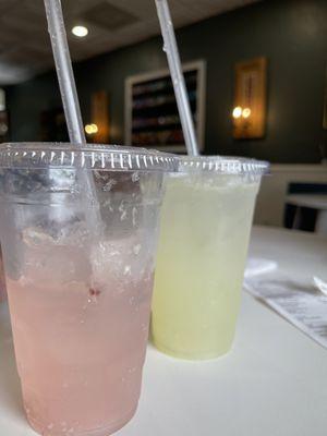 Fresh lemonade, and blackberry limeade.