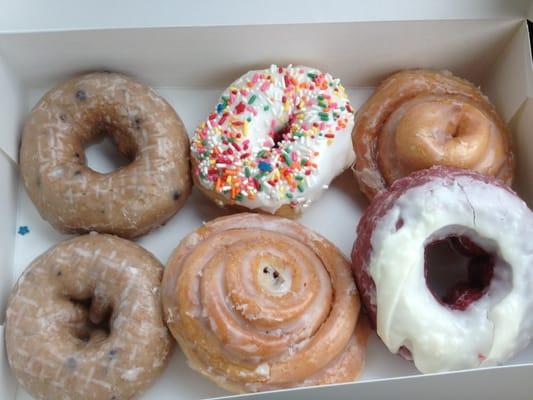 Blueberry, red velvet, cinnamon roll donuts, . . . Great local place