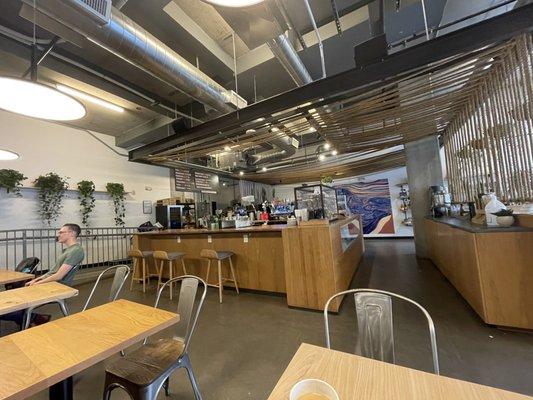 Barista area with bar top seating