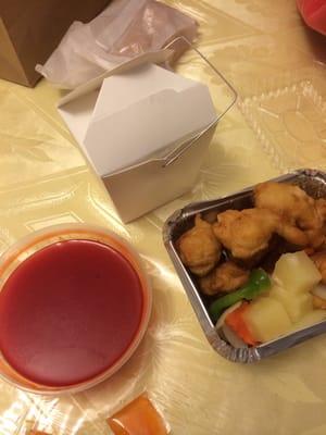 Sweet and sour chicken with white rice