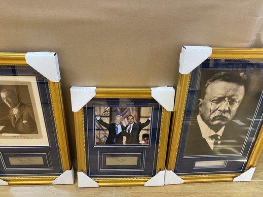 Presidential memorabilia framed beautifully