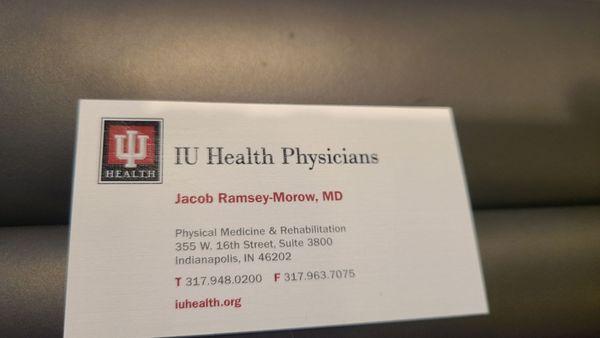 Dr. Ramsey-Morrow business card.