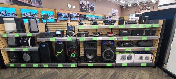 Boom box and stand alone tower speaker section