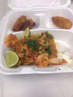 Caribbean Shrimp w/Tostones. YUM!