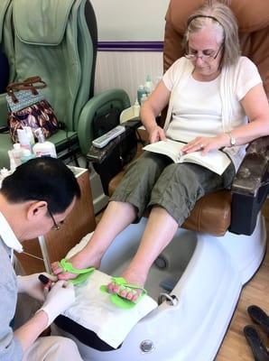 Danny doing a pedicure