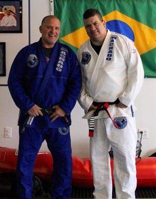 Professor Larry Shealy and Sr. Master Rigan Machado at Rigan Machado Jiu-Jitsu/JaxBJJ in Jacksonville, FL