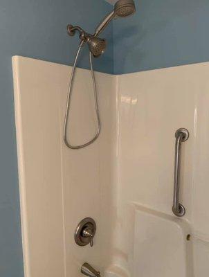 New shower valve and grab bars installed