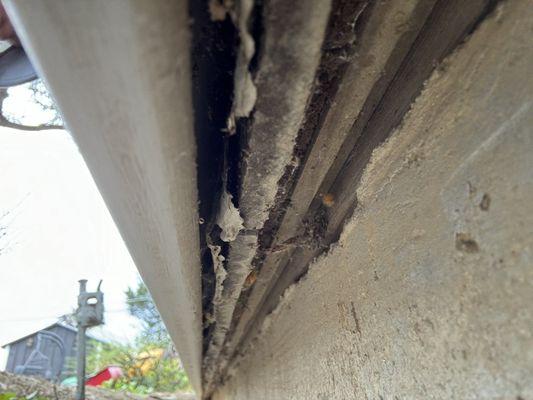 Before pic: Significant gapping under bottom row of siding.