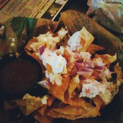 Inside out crab rangoon nachos... Baller!!!