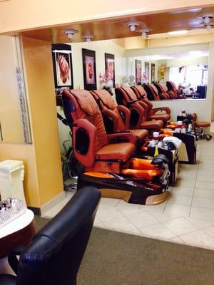 Pedicure chairs.