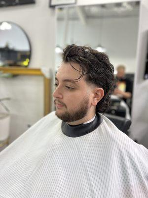 Mullet fade and a perm for our awesome client