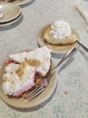 Strawberry creme pie and key lime pie