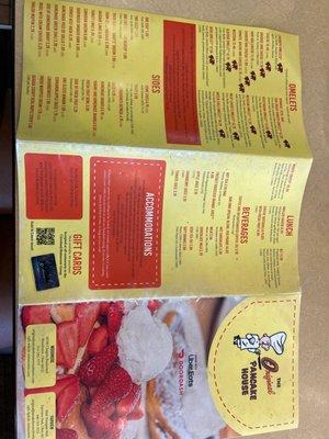 Back of menu