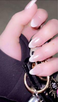 french tip with pearl chrome