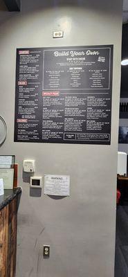 Menu on the wall