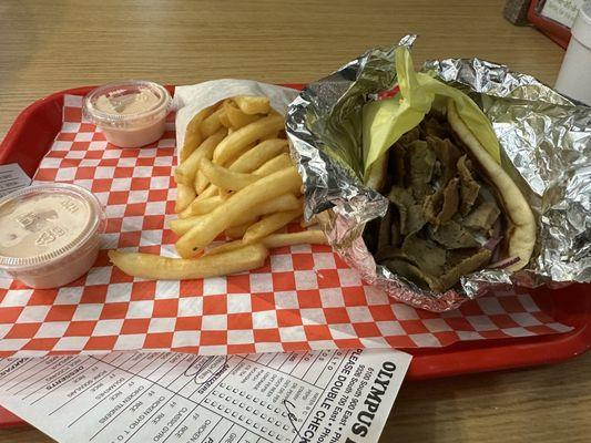 Classic Gyro, French Fries with Fry Sauce