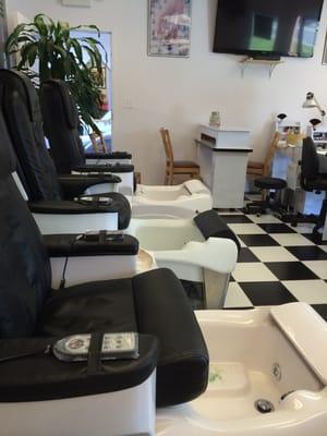 Pedicure chairs. Comfortable with massage capabilities