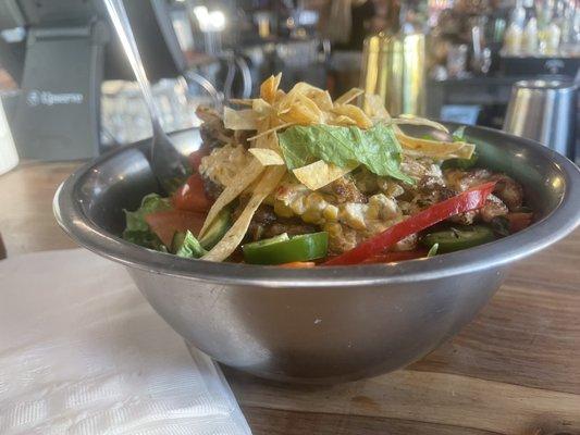 Southwestern Salad (a lot of fresh jalapeños inside and some hard to see because the green lettuce.)