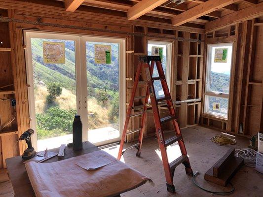 Sliding doors and windows finished installation in private residence in Santa Barbara